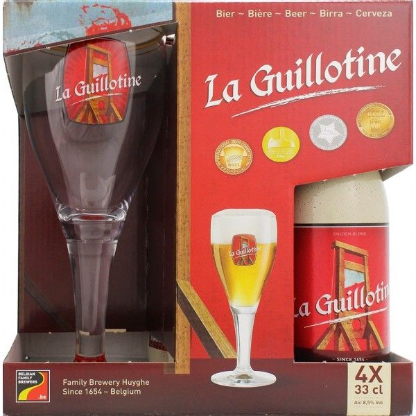 Coffret Guillotine 4x33cl + 1 verre
