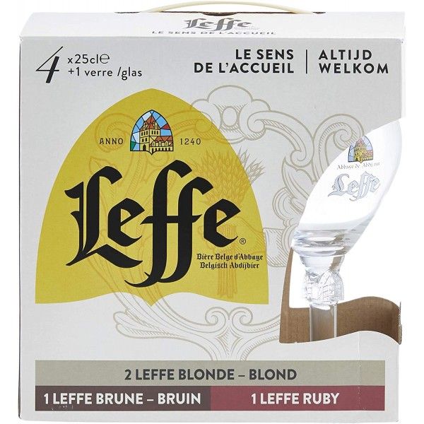 Coffret Leffe 4 Bts + 2 Verres - Bière Belge