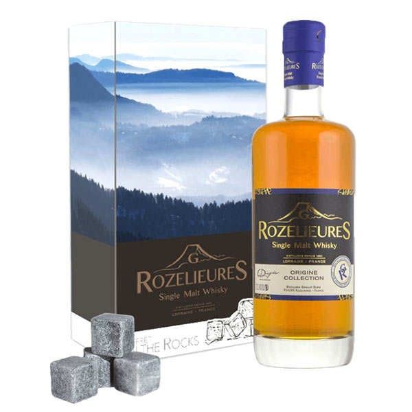 Coffret Rozelieures Single Malt Origine + 4 pierres à whisky