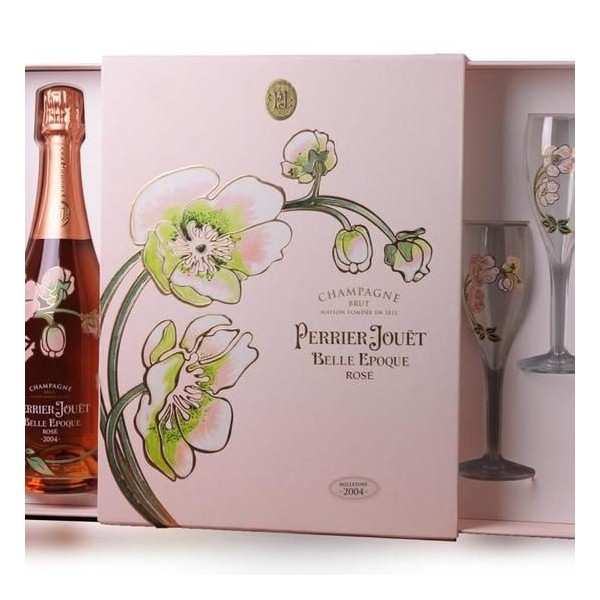 Coffret Perrier Jouet Belle Epoque Rosé 2004 + 2 flutes - Champagne
