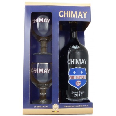 Coffret Chimay Bleu Grande Réserve Magnum 1,5l +2 verres - Coffrets/cadeaux