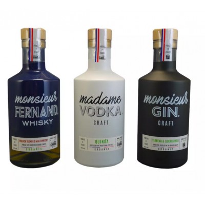 Coffret Organic 3x 20cl : Mr Fernand Whisky - Madame Vodka - Monsieur Gin -  Vodka