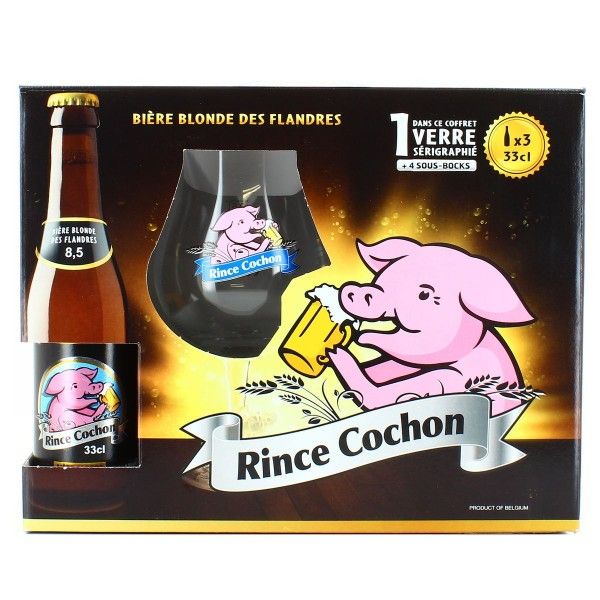 Coffret Rince Cochon Blonde 3x33cl + 1 verre